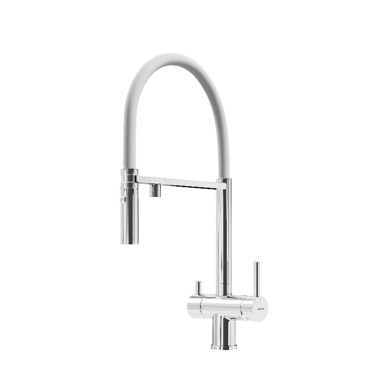 Изображение товара Смеситель для кухонной мойки Sancos Imola SC4010CHwh, с подключением к фильтру, с гибким изливом, цвет хром/белый Изображение товара Смеситель для кухонной мойки Sancos Imola SC4010CHwh, с подключением к фильтру, с гибким изливом, цвет хром/белый