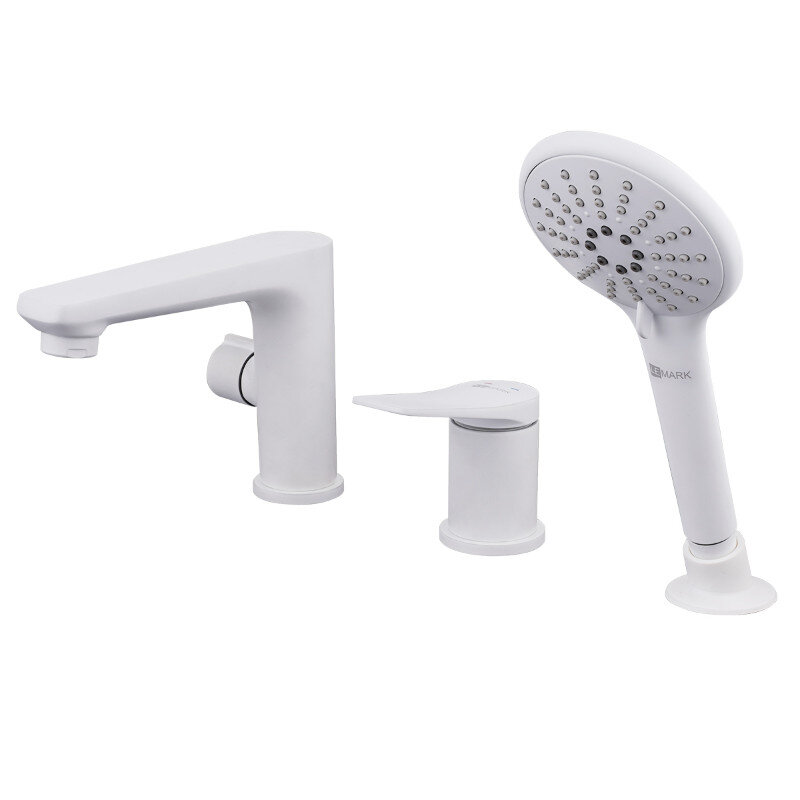 Изображение товара Смеситель на борт ванны Lemark Bronx LM3745MW белый однорычажный с лейкой