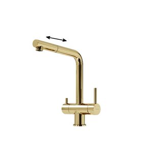 Изображение товара Смеситель для кухонной мойки Sancos Spin SC4015ZG, с подключением к фильтру, с выдвижным изливом, цвет полированное золото