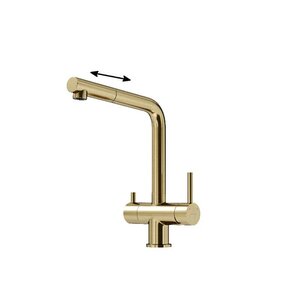 Изображение товара Смеситель для кухонной мойки Sancos Spin SC4015BG, с подключением к фильтру, с выдвижным изливом, цвет брашированное золото