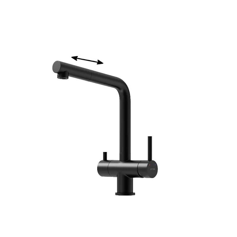 Изображение товара Смеситель для кухонной мойки Sancos Spin SC4015MB, с подключением к фильтру, с выдвижным изливом, цвет черный матовый