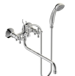 Изображение товара Смеситель Vidima РЕТРО (Retro) BA129AA для ванны и душа с душевым гарнитуром, поворотный излив, хром