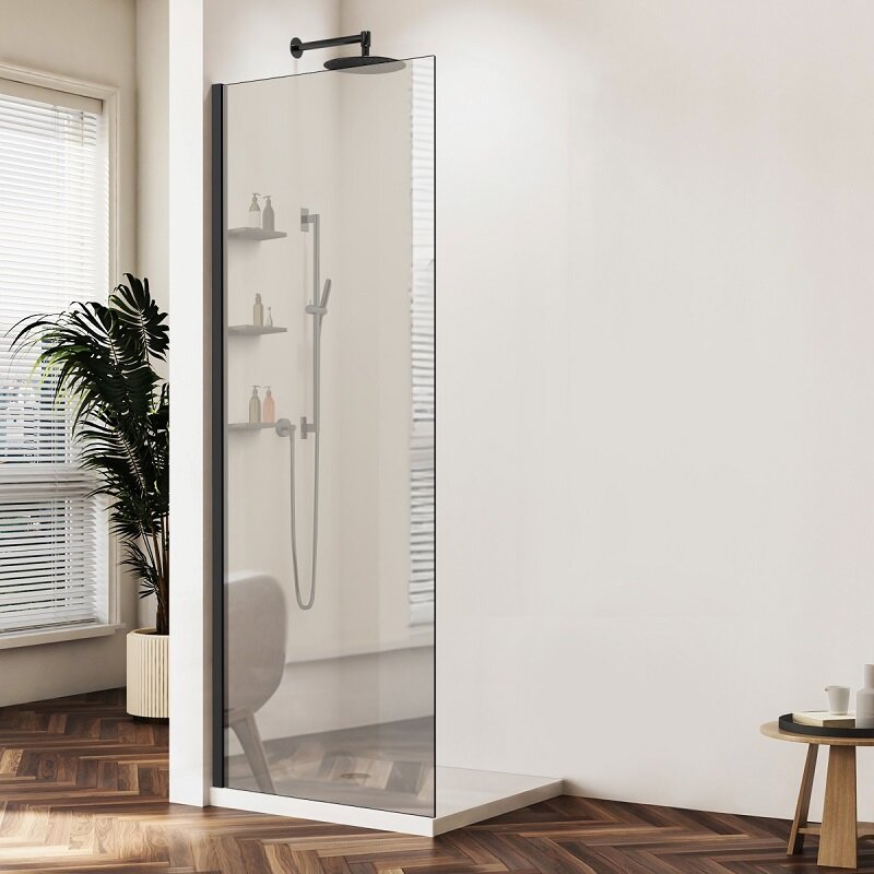 Изображение товара Душевая стенка Vincea Walk-In 90 см, черный матовый профиль Изображение товара Душевая стенка Vincea Walk-In 90 см, черный матовый профиль