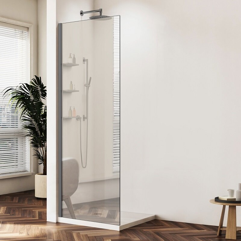 Изображение товара Душевая стенка Vincea Walk-In VSW-1HWS900MRGM 90 см со свободным входом, стекло зеркальное, профиль вороненая сталь Изображение товара Душевая стенка Vincea Walk-In VSW-1HWS900MRGM 90 см со свободным входом, стекло зеркальное, профиль вороненая сталь