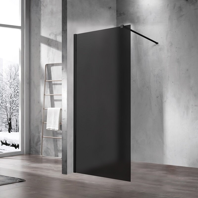 Изображение товара Душевая стенка Vincea Walk-In VSW-1H900GFB, 90 см со свободным входом, стекло матовое тонированное, профиль черный матовый Изображение товара Душевая стенка Vincea Walk-In VSW-1H900GFB, 90 см со свободным входом, стекло матовое тонированное, профиль черный матовый