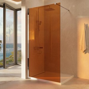 Изображение товара Душевая стенка Vincea Walk-In VSW-1H900GS 90 см с янтарным стеклом и хром профилем