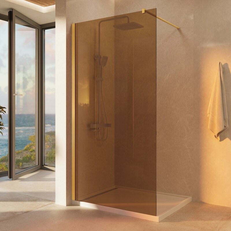 Изображение товара Душевая стенка Vincea Walk-In VSW-1H100GSG из янтарного стекла