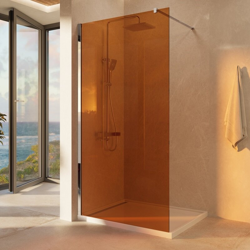 Изображение товара Душевая стенка Vincea Walk-In VSW-1H100GS 100 см янтарь алюминий