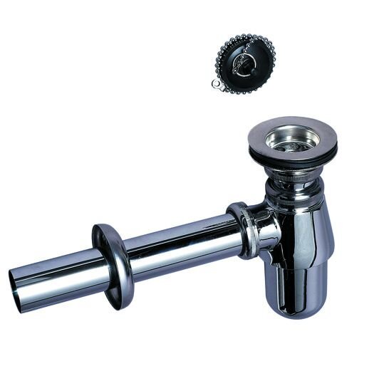 Изображение товара Сифон для раковины бутылочный Wirquin SL213 латунь хром отвод с розеткой