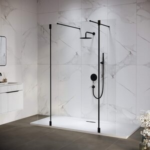 Изображение товара Душевой уголок RGW Walk In WA-052B (WA-016B+2Z-071B), 351005223-14, 120 х 120 см, 2 распашные створки, стекло прозрачное, профиль черный