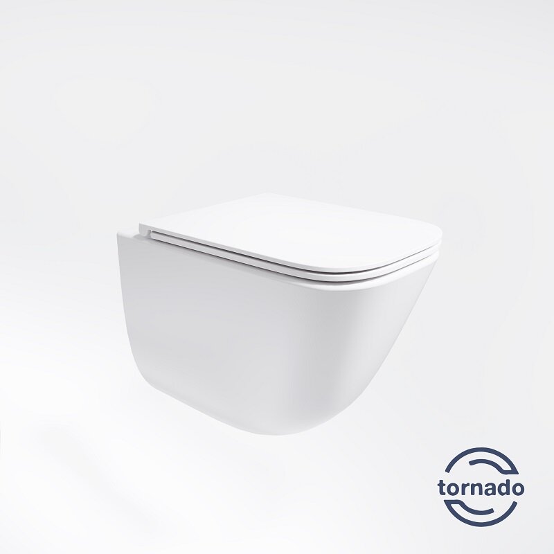 Изображение товара Подвесной безободковый унитаз Vincea Tornado Demi VT1-55T, сиденье ультратонкое soft-close, белый