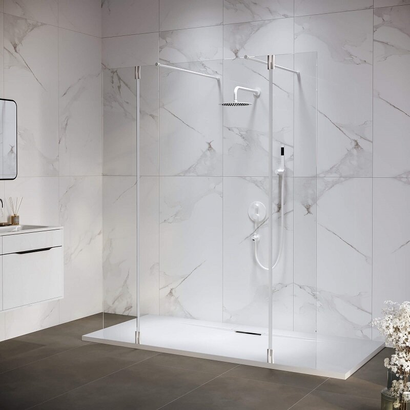 Изображение товара Душевой уголок RGW Walk In WA-052W 140x120 см, прозрачное стекло, белый профиль