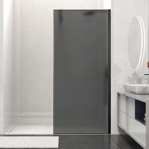 Изображение товара Душевая стенка Vincea Walk In VSW-1HS100GFB 100 см со свободным входом, кронштейн обрезной 120 см, стекло матовое тонированное, профиль черный матовый
