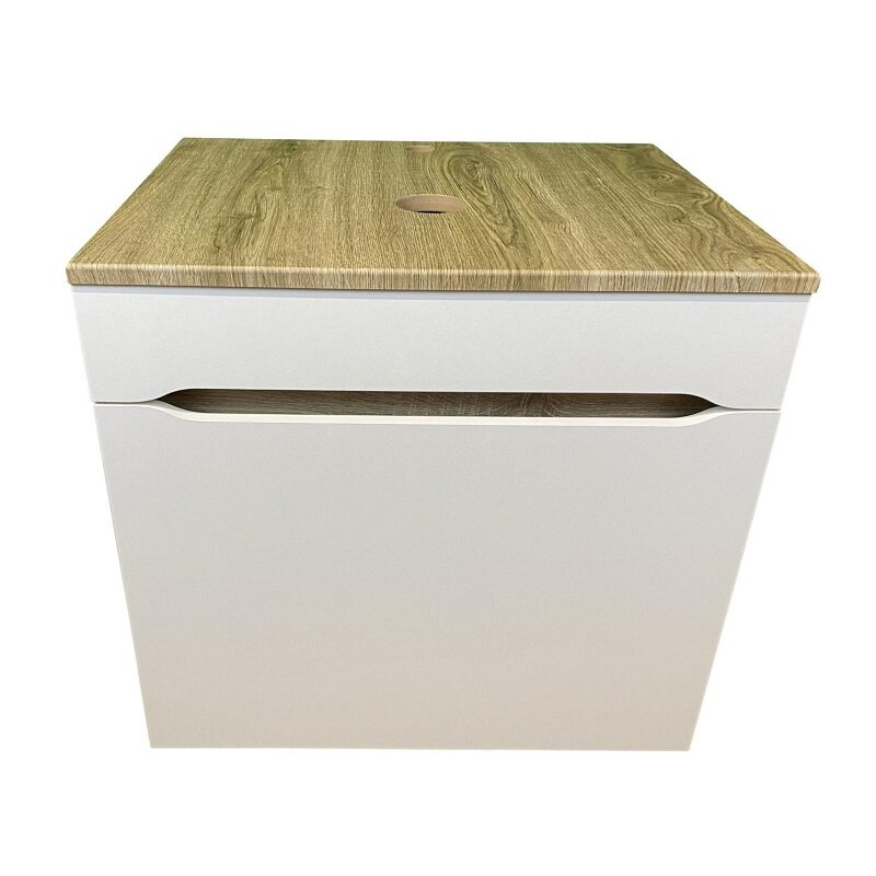 Изображение товара Тумба под раковину Sintesi Style STL.W7018, 60 см, подвесная, столешница дуб сонома, цвет белый матовый