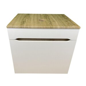 Изображение товара Тумба под раковину Sintesi Style STL.W7018, 60 см, подвесная, столешница дуб сонома, цвет белый матовый