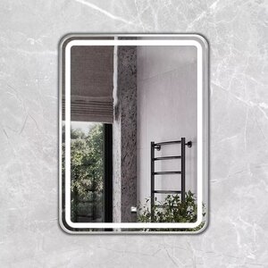 Изображение товара Зеркало Comfortу Ситара 00-00017862, 60 см, LED-подсветка, бесконтактный сенсор, подогрев, алюминиевая рама, цвет серебро