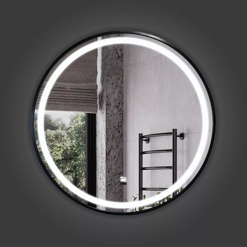 Изображение товара Зеркало с LED-подсветкой Comfortу Лея 60 см, бесконтактный сенсор, алюминиевая рама, черное