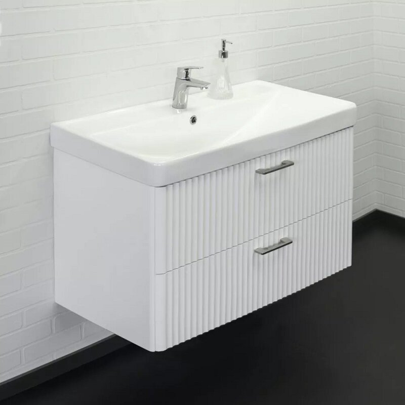 Изображение товара Тумба с раковиной Comforty Ангара 00-00017872, 90 см, подвесная, цвет белый матовый Изображение товара Тумба с раковиной Comforty Ангара 00-00017872, 90 см, подвесная, цвет белый матовый