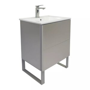 Изображение товара Тумба с раковиной Comfortу Бильбао 60 см серый шелк с мягким закрыванием