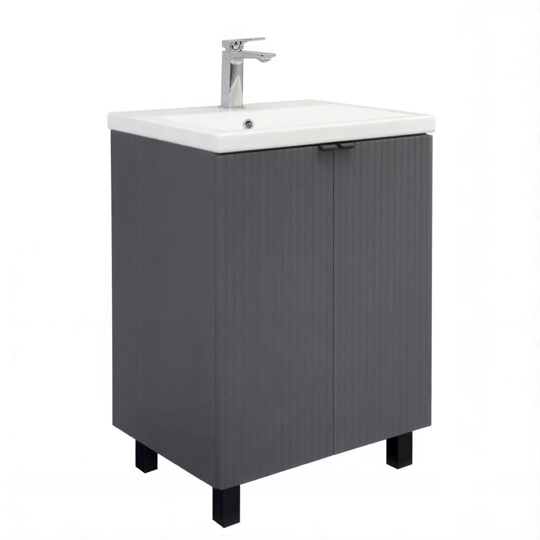 Изображение товара Тумба с раковиной Comforty Лима 00-00019240, 60 см, напольная, цвет антрацит Изображение товара Тумба с раковиной Comforty Лима 00-00019240, 60 см, напольная, цвет антрацит