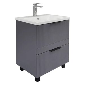 Изображение товара Тумба с раковиной Comfortу Лима 60 см антрацит напольная МДФ ЛДСП