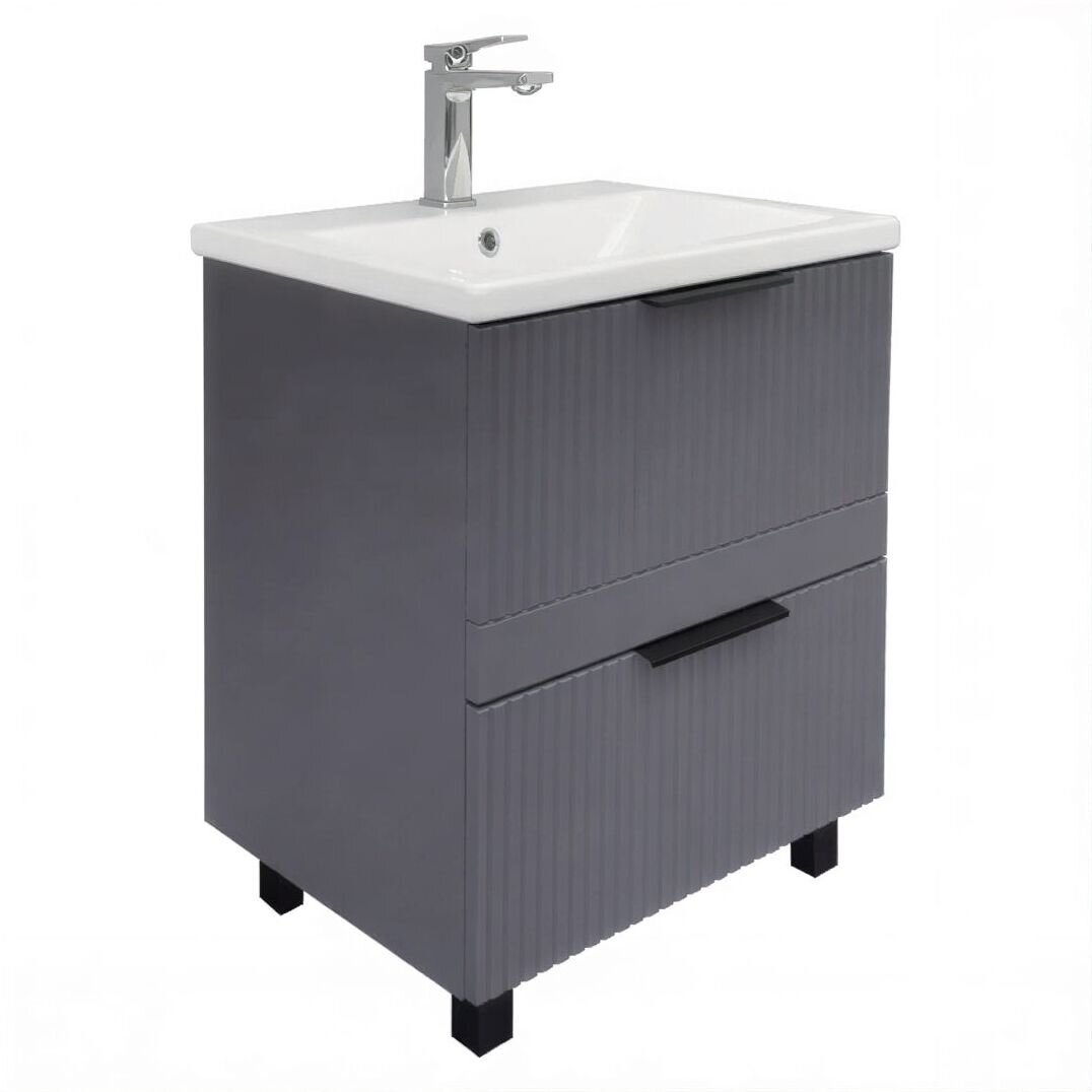 Изображение товара Тумба с раковиной Comforty Лима 00-00019209, 60 см, напольная, цвет антрацит Изображение товара Тумба с раковиной Comforty Лима 00-00019209, 60 см, напольная, цвет антрацит