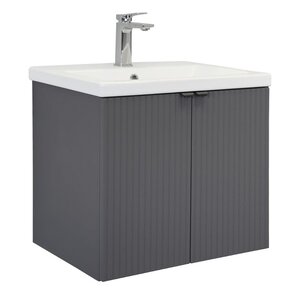 Изображение товара Тумба с раковиной Comfortу Лима 00-00019236, 60 см, подвесная, цвет антрацит