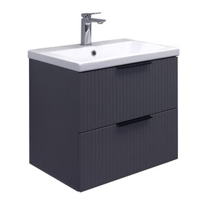 Изображение товара Тумба с раковиной Comfortу Лима 00-00019176, 60 см, подвесная, цвет антрацит