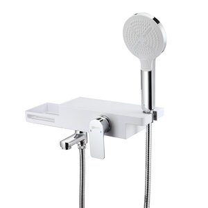 Изображение товара Смеситель для ванны и душа Lemark Unibox LM6914CW, с душевым гарнитуром, белый, хром