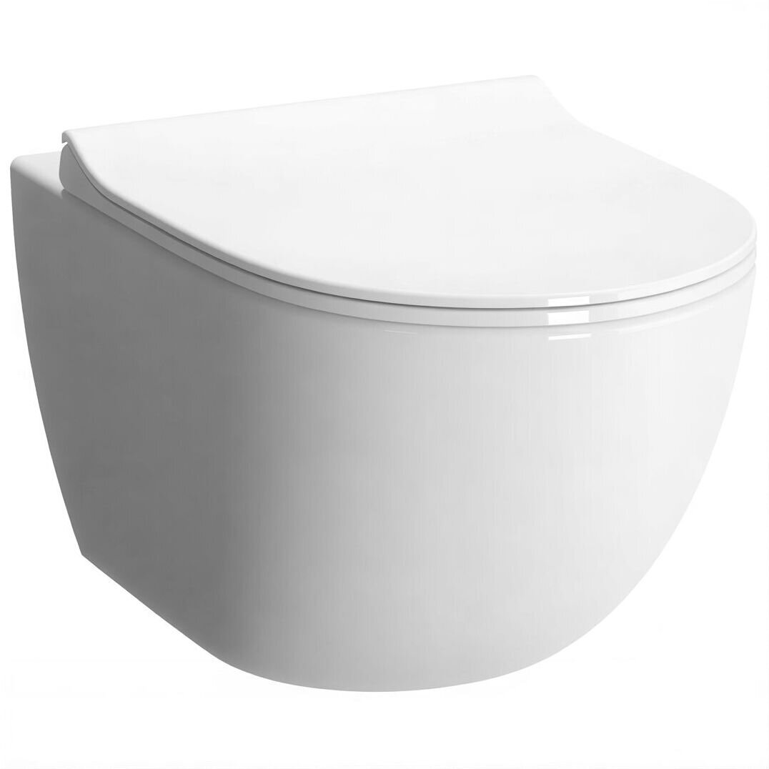Изображение товара Подвесной безободковый унитаз VitrA Sento 7748B003-0075, крышка микролифт, белый глянцевый