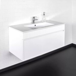 Изображение товара Подвесная тумба с раковиной Comfortу Мадрид 100 см белый матовый