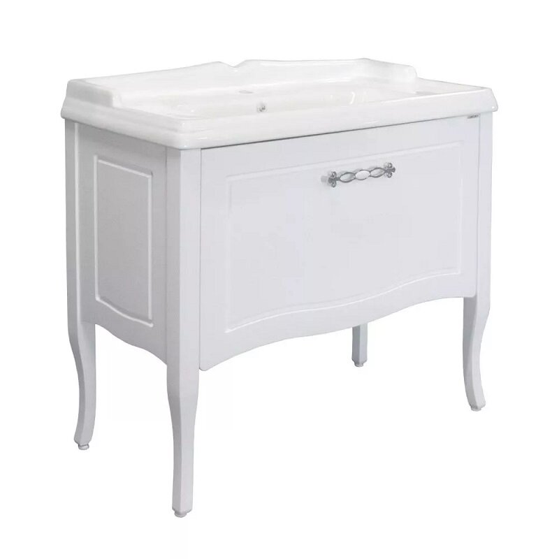 Изображение товара Тумба с раковиной Comforty Павия 00-00017943, 100 см, цвет белый глянец Изображение товара Тумба с раковиной Comforty Павия 00-00017943, 100 см, цвет белый глянец