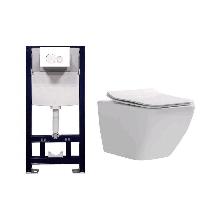 Изображение товара Комплект подвесной унитаз безободковый с инсталляцией Splendy ST3011TPRW/818B