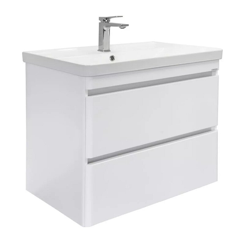 Изображение товара Тумба с раковиной Comforty Валдай 80 см подвесная белый матовый Россия