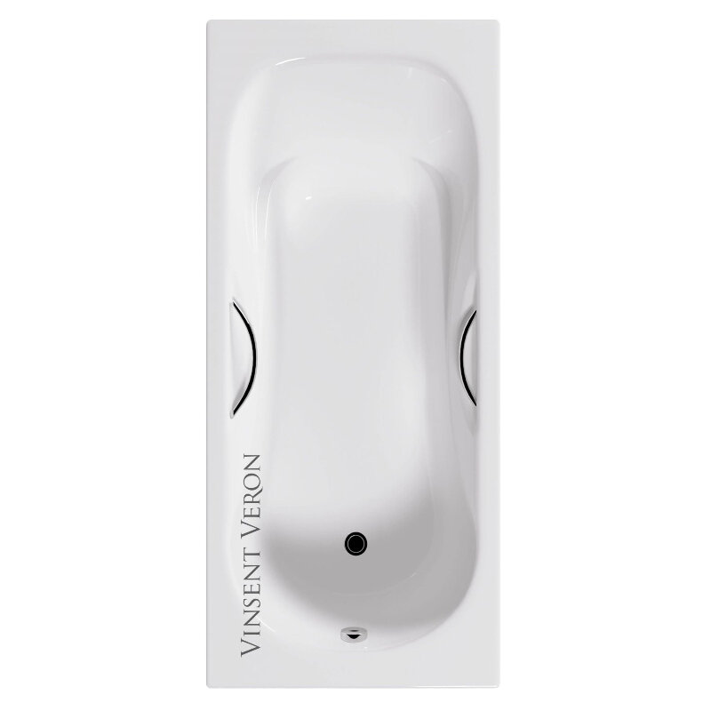 Изображение товара Чугунная ванна Vinsent Veron Aura VAU1808045H, 180 x 80 см, с отверстиями под ручки, цвет белый