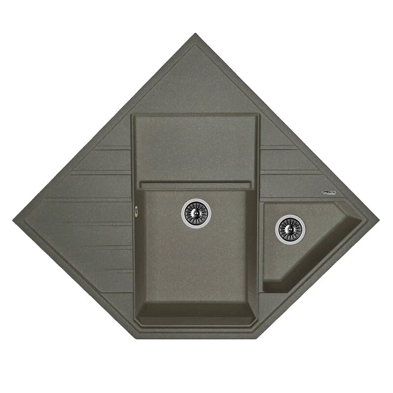 Изображение товара Кухонная мойка Florentina Бомбей из искусственного кварца 90x90 см черный матовый угловая установка