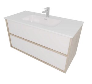 Изображение товара Тумба с раковиной Aquatek Либра AQ66100-DO-MW, 100 см, подвесная, белый матовый