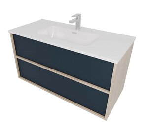 Изображение товара Тумба с раковиной Aquatek Либра AQ66100-DO-MG, 100 см, подвесная, серый матовый/дерево