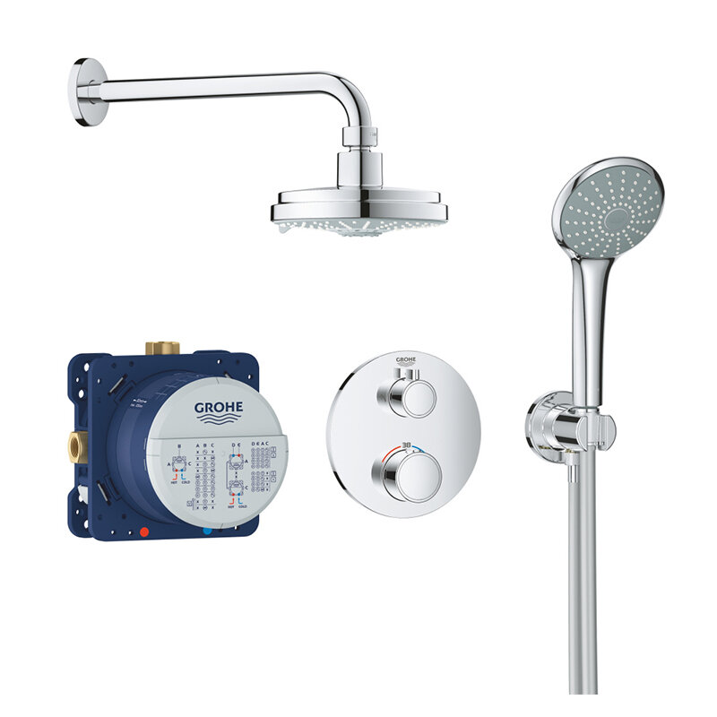 Изображение товара Душевая система Grohe Grohtherm с термостатом и хромированным покрытием Изображение товара Душевая система Grohe Grohtherm с термостатом и хромированным покрытием
