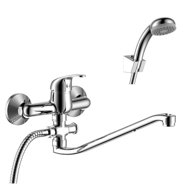Смеситель для ванны и душа Rossinka Y35-35, с душевым гарнитуром, хром, купить в Москве