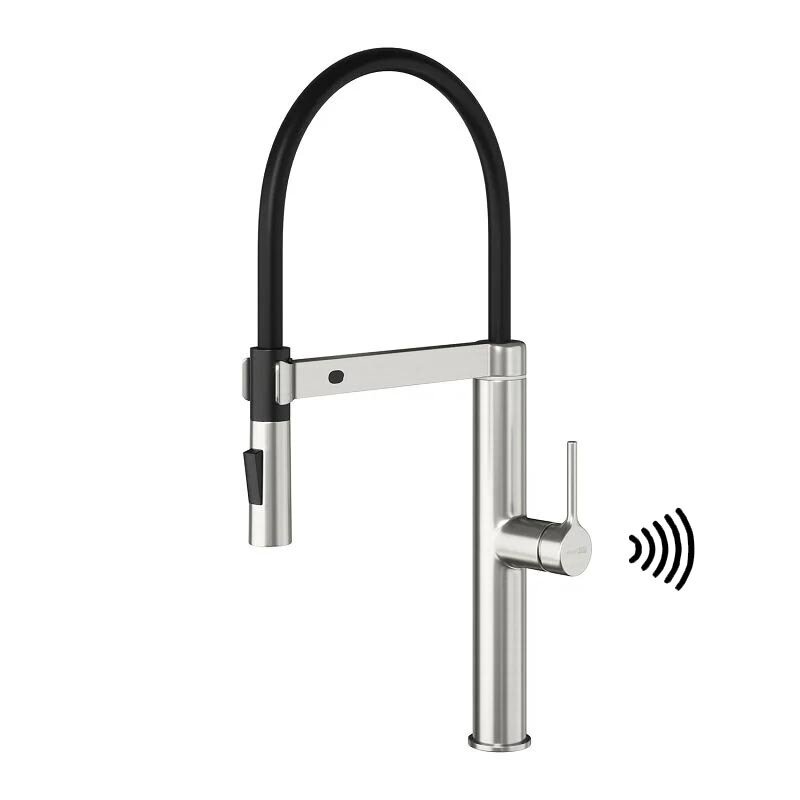 Изображение товара Сенсорный смеситель для кухонной мойки WasserKRAFT A8827, с гибким изливом, никель/черный