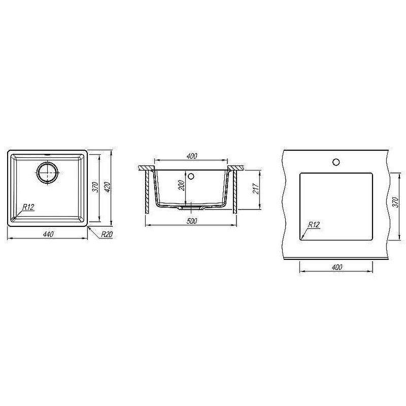 Изображение товара Мойка кухонная Florentina Вега 22.315.C0400.202 из искусственного гранита шампань