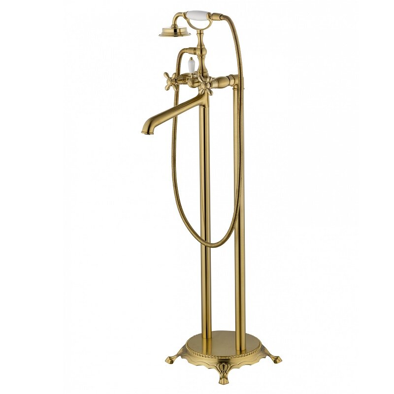 Изображение товара Смеситель для ванны и душа Wonzon & Woghand напольный золото брашированное