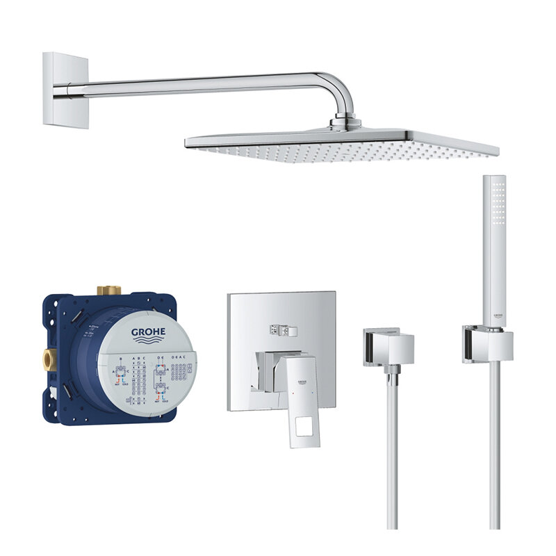 Изображение товара Душевая система Grohe Eurocube с верхним и ручным душем, гидравлическая, хром Изображение товара Душевая система Grohe Eurocube с верхним и ручным душем, гидравлическая, хром