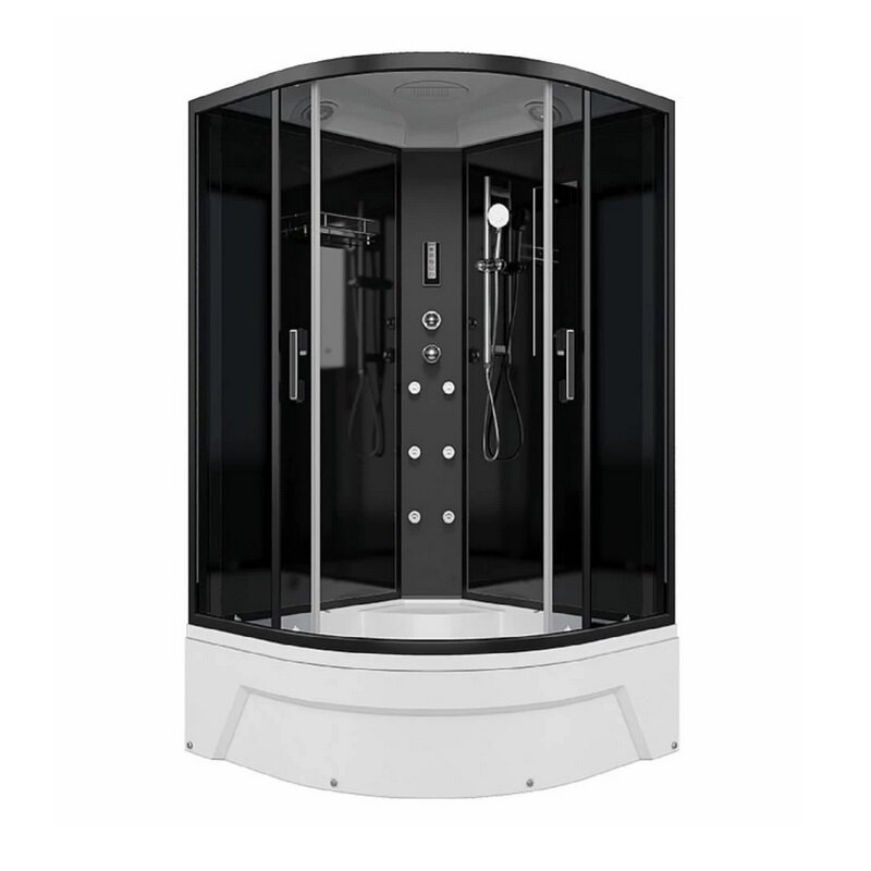 Изображение товара Душевая кабина Erlit Eclipse ER571026-C24-RUS, 100 x 100 см, поддон средний, с подсветкой, стекло тонированное, профиль черный