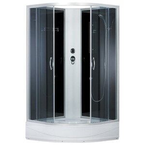 Изображение товара Душевая кабина Erlit ER3509PE-C4-RUS, 90 x 90 см, без крыши, поддон средний, стекло тонированное, профиль сатин