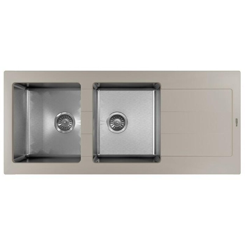 Изображение товара Кухонная мойка Florentina Комби из нержавеющей стали и кварцевого композита 116x23,5 см серый