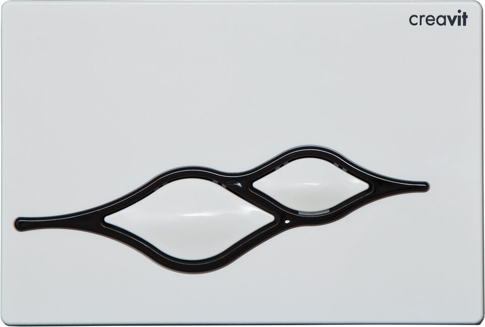 Изображение товара Кнопка смыва Creavit Ufo GP1001.02 бело-черная для унитаза двухрежимный слива воды