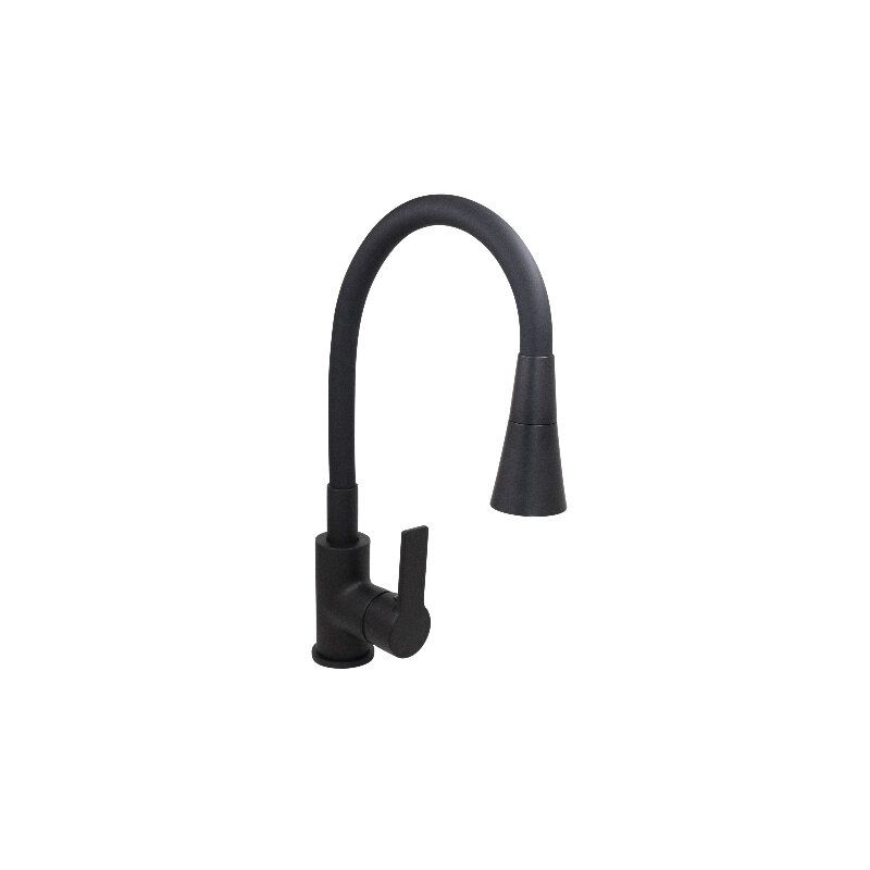 Изображение товара Смеситель для кухонной мойки Stella Polar Тулуза с гибким изливом черный матовый