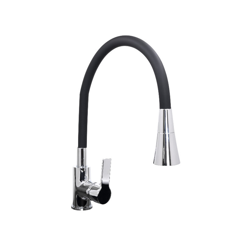 Изображение товара Смеситель для кухонной мойки Stella Polar Тулуза с гибким изливом хром/черный